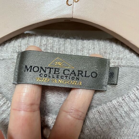 Monte Carlo Light Khaki Angora Wool Open Front Cardigan 38/L - Picture 6 of 16